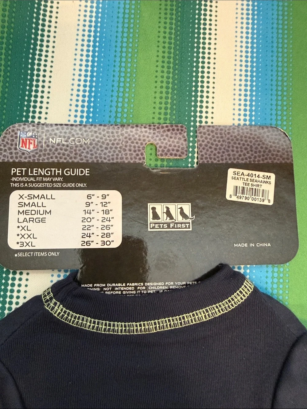 NFL Seattle Seahawks Navy Blue Pet Tee size small